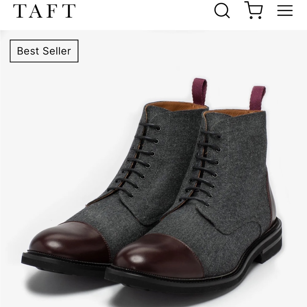 Taft Shoes Boots The Jack In Grey Oxblood Lace Up Comfort Light Ankle Men's